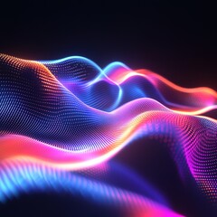 Aufkleber - Abstract Neon Wave Background Pink Blue Digital Art Vibrant Energy Flowing Design