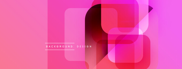Aufkleber - Abstract pink background. Overlapping squares create dynamic visual effect. Modern design elements suggest innovation, technology.