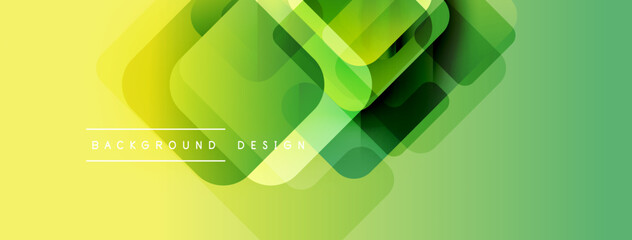 Poster - Abstract geometric shapes overlap, creating vibrant green, yellow gradient. Modern design element for backgrounds, presentations.