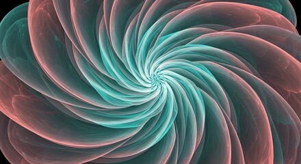 Fototapete - Abstract spiral design with teal and peach hues creating a mesmerizing swirling pattern effect art