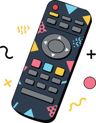 Poster - Remote control with colorful geometric shapes and playful abstract elements vector illustration 