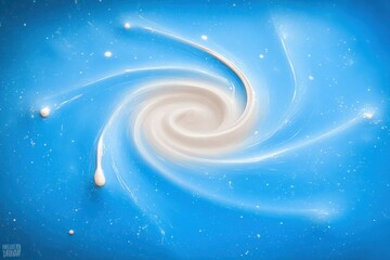 abstract swirling galaxy: blue and white cosmic design