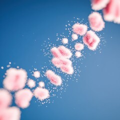 Wall Mural - Abstract Pink Particles Floating in Blue Sky