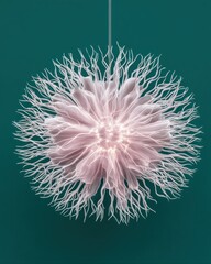 Wall Mural - Abstract Pink Sphere Glowing in Teal Background
