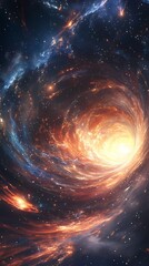 Wall Mural - Digital technology space vortex particle illustration poster background