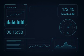 Poster - Modern Data Visualization Dashboard with Graphs, Charts, and Real-Time Statistics Display