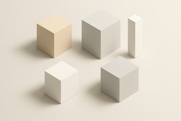 Poster - Geometric Shapes in Soft Neutral Tones on Minimalist Background for Modern Design Concepts