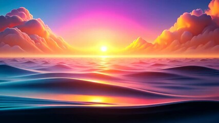 Wall Mural - soothing sunset seascape tranquil ocean waves beneath a vibrant sky