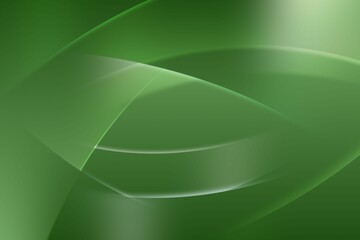 Poster - Overlapping translucent green wave-like curves are flowing across gradient backdrop in flat design