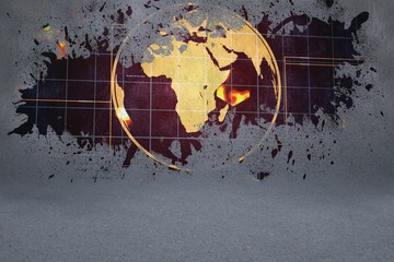 Poster - Splash on wall revealing global technology graphic