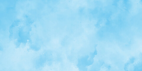 Wall Mural - bright blue cloudy sky vector illustration, painted white clouds with pastel blue sky, watercolor il