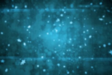 Poster - Abstract blue bokeh pattern is glowing softly in flat design with scattered orbs and faint stars