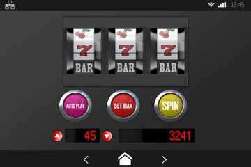 Poster - Slot machine with icons on mobile screen
