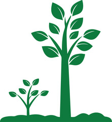 Poster - Green tree illustration depicting growth and nature on a transparent background