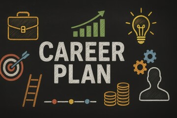 Poster - Creative Career Plan Concept with Charts, Icons, and Symbols for Professional Development