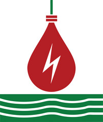 Poster - Abstract red energy symbol with thunderbolt on a transparent background design