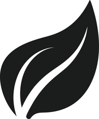 Poster - Simple eco friendly black leaf silhouette design demonstrating nature and sustainability