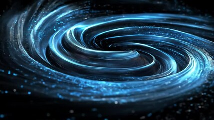 Poster - Blue vortex with glowing particles in dark space