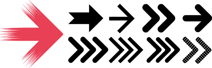 Fototapete - Arrow vector set collection of different style arrows direction pointers navigation signs and symbols graphic design editable stock vector illustration