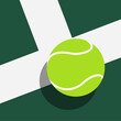 © Smourind Luck - Tennis ball close up on the court vector illustration. Padel ball.