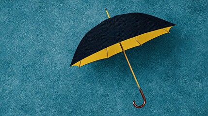 Poster - A black and yellow umbrella against a textured background.