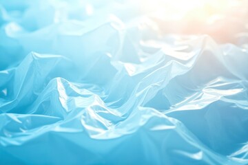 Poster - A blue and white plastic sheet with mountains in the background