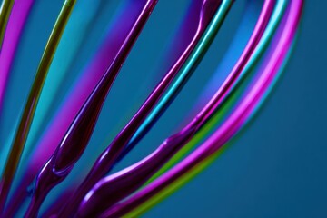 Poster - A colorful spiral of wires is shown on a blue background