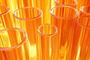 Poster - Exploring vibrant orange glass cylinders in an abstract motion design, Orange ripple of glass cylinders Abstract motion background Seamless 3D render