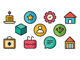 Poster - Collection of colorful flat icons isolated on white background
