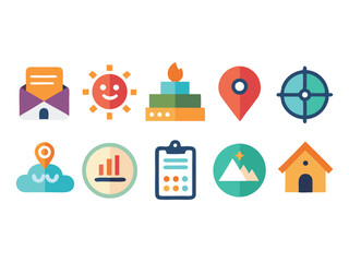 Poster - Collection of colorful flat design icons isolated on white background
