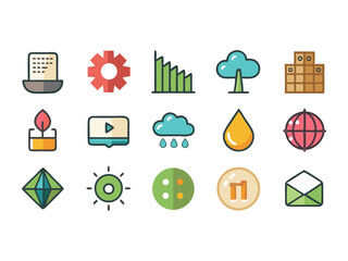 Poster - Collection of colorful flat design icons isolated on white background
