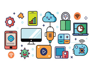 Poster - Connected devices network illustration isolated on white background
