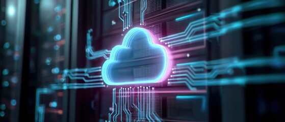 Poster - Cloud computing symbol on server rack