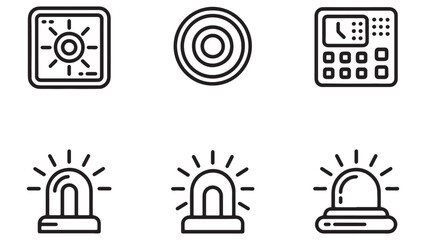 Security System Icon Vector Set Safe, Alarm, Control Panel & More