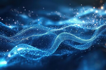 Poster - flowing blue water abstract with shimmering highlights creating a soothing atmosphere, abstract moti