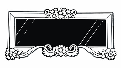 Poster - Ornate rectangular mirror frame with floral embellishments in a vintage style design illustration created with generated ai