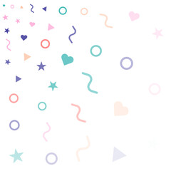 Poster - Colorful Heart and Geometric Pattern – Playful Abstract Design with Stars, Circles, and Shapes
