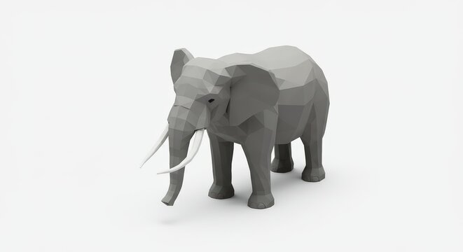 Low-Poly Elephant 3D Model Rendering: A Digital Artwork