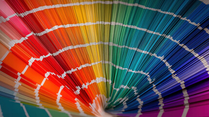 Aufkleber - Vibrant spiral of color swatches creates dynamic and eye catching pattern, showcasing full spectrum of hues from red to blue. arrangement is both artistic and visually striking