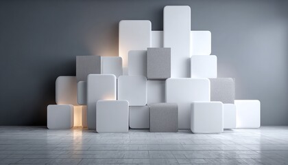 Aufkleber - Abstract White and Gray Blocks Background