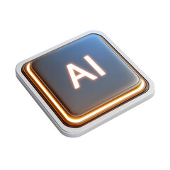 Poster - A Transparent PNG Icon Featuring a Clean Isometric 3D AI Microchip in a Tech Style Presentation Display