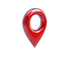 Poster - A Glossy Red Location Pin Icon in 3D with a Transparent PNG Background Perfect for Geotagging and GPS
