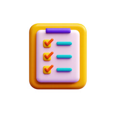 Poster - A Yellow 3D Task List with Orange Check Marks and Blue Lines is a Transparent PNG Icon