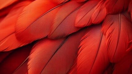 Aufkleber - Scarlet Ibis Feathers Texture Closeup, Vibrant Red Bird Plumage Pattern, Detailed Structure