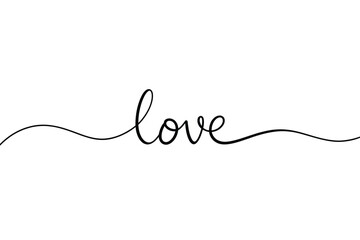Poster - Continuous line art word love minimalist design
