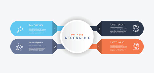 Poster - Business template presentation. Management planning concept. 4 step process infographic vector element 
