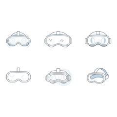 Poster - Set of virtual reality headsets isolated on white background