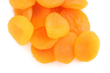 Wall Mural - Heap of tasty dried apricots on white background