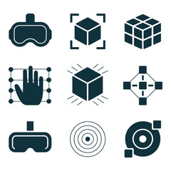 Poster - Virtual reality and augmented reality technology icons isolated on white
