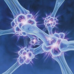 Poster - Abstract depiction of neural connections with vibrant colors and intricate details illustrating brain activity.